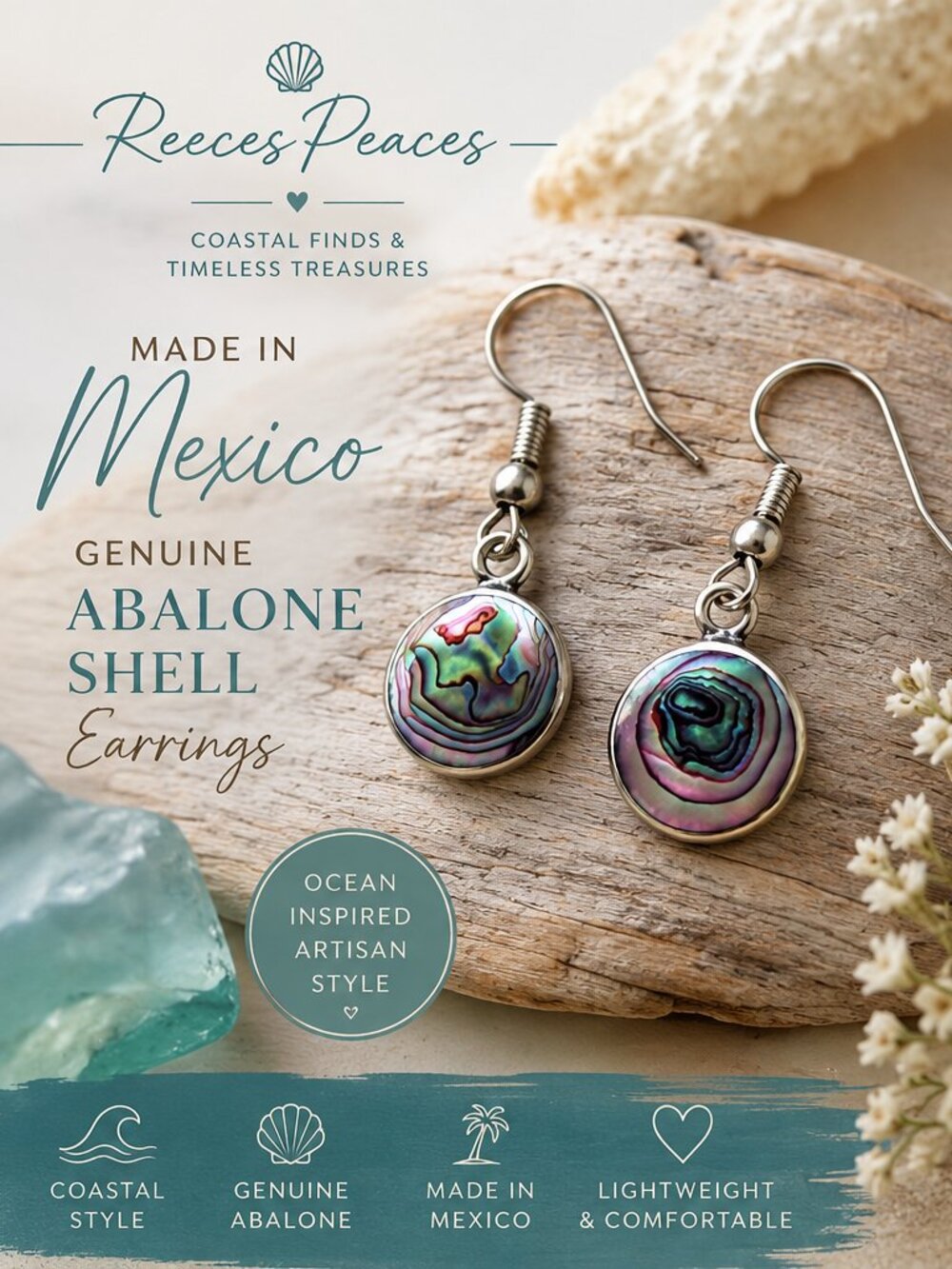 Coastal Abalone Shell Earrings • Made in Mexico • Ocean-Inspired Artisan Jewelry